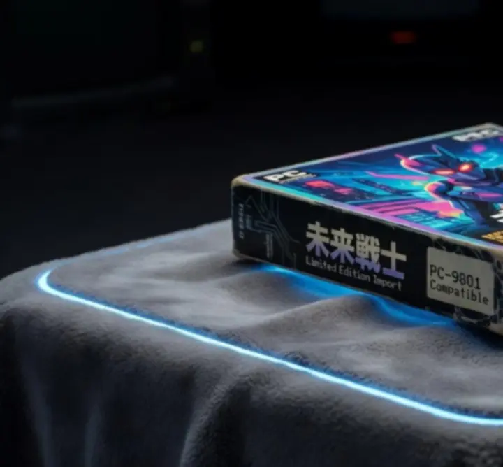 Jeu PC d'import rare avec jaquette étrangère et packaging original posé dans une ambiance sombre.